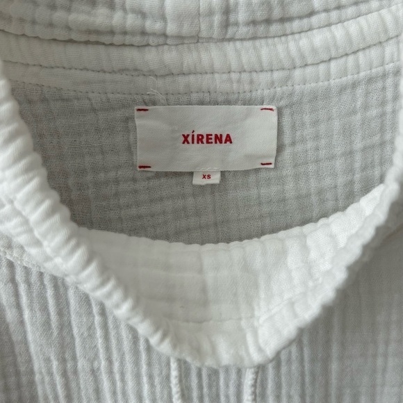 XIRENA Shay Drawstring Cowl Neck Gauze Top White Long Sleeve Pullover Size XS - Picture 10 of 15